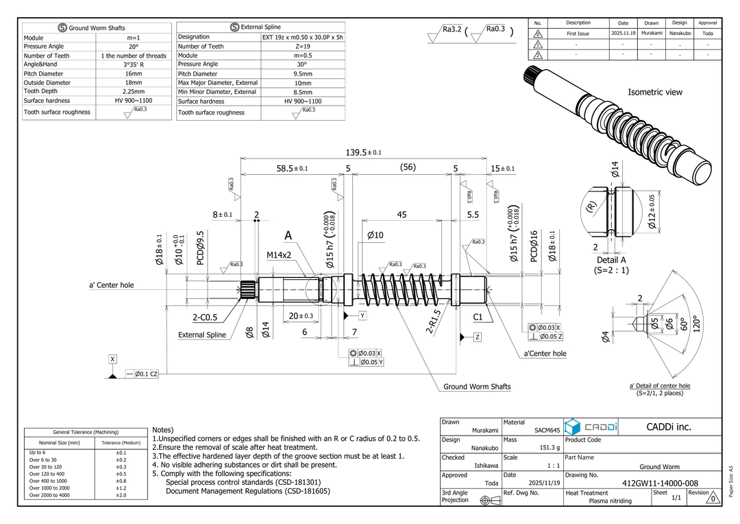 Ground worm gear